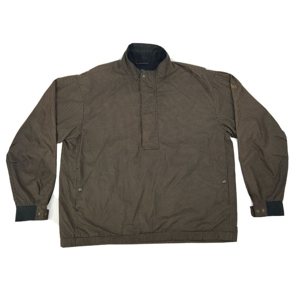 Dryjoys by FootJoy Jacket Mens L Black Brown Check Windbreaker Snap 1/2 Zip Golf